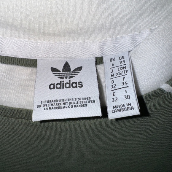 EUC Adidas Long Sleeve Originals Shirt Olive Green Size XS - Picture 3 of 8